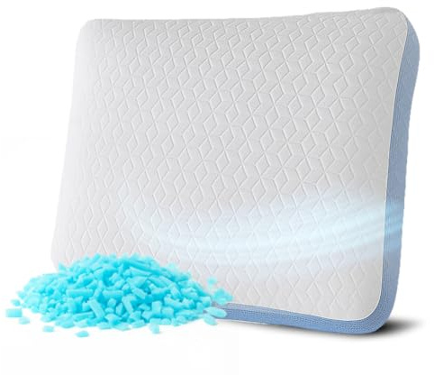 MKS Molnkudde Air 80 x 80 – höjdjusterbar nackkudde av minnesskum med kylande gel – ergonomisk sovkudde för sido-, rygg- och magsovare – hygienisk, ventilerande kudde