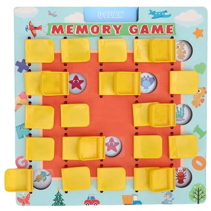 POENVFPO Jeu de Mémoire Assorti, Jeu de société en Bois avec 24 Cartes à Motifs, Améliore la Mémoire et Les Compétences Logiques, Jouet de Voyage Idéal pour Les Enfants âgés de 2 à 8 Ans