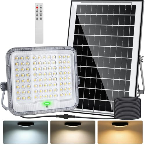 Aigostar - Foco proyector LED con gran panel solar,Cable de 5m,150W,1500lm,10000mAH,Batería de gran capacidad.regulable 3000/4000/6500K.Uso interior/exterior IP65:Porches,Jardín,Camino,Piscina