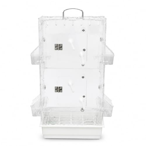 Moyeetings Acrylic Bird Cage Clear View Aviary Enclosure Habitat House With Double Layer Setup Suitable for bird lovers studio photography, Blue Base, Blue