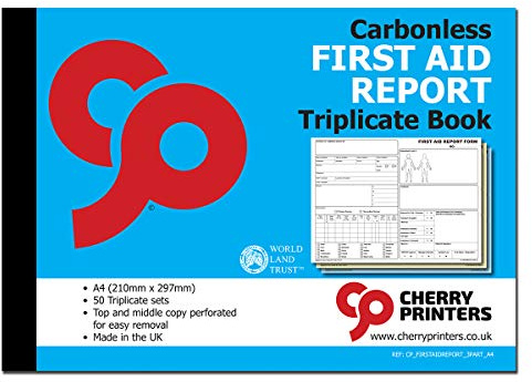 Cherry Printers Carbonless NCR First Aid Report Triplicate Book A4 50 Sets