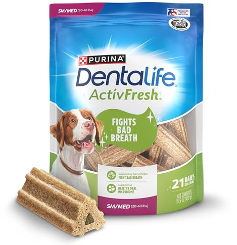 DentaLife ActivFresh Dog Chews for Small and Medium Dogs 20-40 lbs., Dental Chews to Freshen Breath, Chicken Flavor, 15.5 oz., 21 Chews - 21 ct. Pouch
