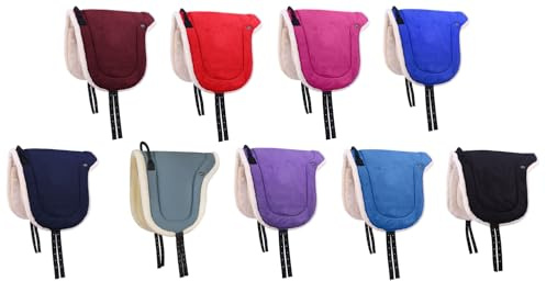 NETPROSHOP Bareback Pad velour ridning utan sadel med mjuk fuskpäls shetty/ponny/full, storlek: shetty, färg: ljusblå