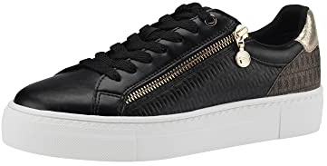 Tamaris Women Comfort Shoes, Ladies Lace-Up Shoes,Removable Insole,Comfort Low Shoe,Laces,Comfortable,Black/Gold COM,40 EU