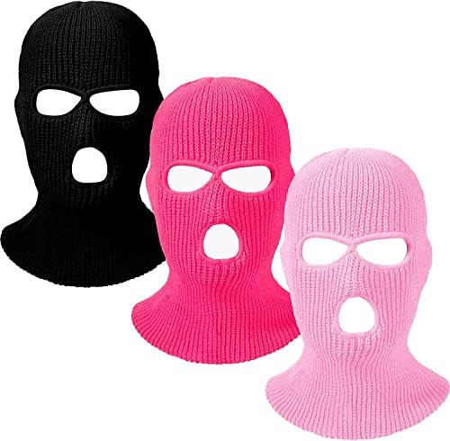 Voarge 3-Hole Ski Face Mask Balaclava, Face Cover Winter Knitted Face Cover Ski Balaclava Headwrap, for Cycling Skiing Winter Outdoor Sports