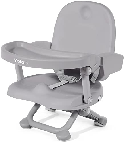 YOLEO Sitzerhöhung Stuhl Kind, Tragbarer Hochstuhl für Baby, nur 2 kg, Booster Sitz mit Sicherheitsgurt und Abnehmbarem Tablett, Geeignet für Kinder von 6 bis 36 Monaten