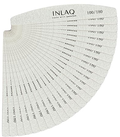 INLAQ® Lime à Ongles 100/180 - Professionnelle en demi-lune Durable Résistante à l'abrasion - Set de Limes à Ongles Jetable - Idéal pour Manucure en Salon et à Domicile Résultats Parfaits - 25 pièces