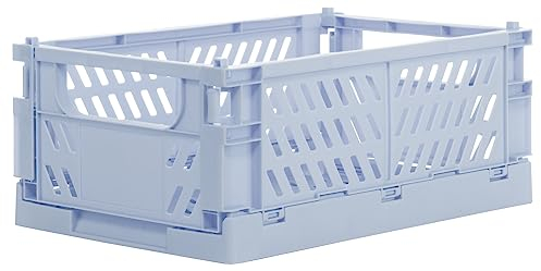 Brandsseller Faltbare Klappbox 25x16,5x10 cm stabiler Einkaufskorb stapelbarer Transportkorb Aufbewahrungskiste - Hellblau