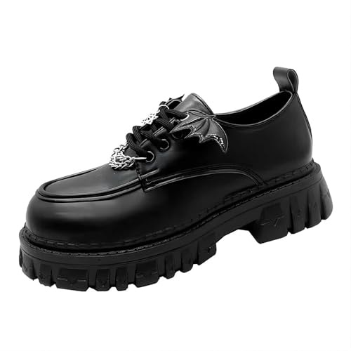 Zapatos estilo Mary Jane con cadena de metal para mujer, charol gótico, Lolita, zapatos clásicos de estilo universitario con plataforma, zapatos Mary Jane, negro mate, 39 EU