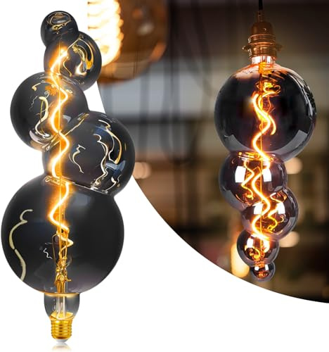 MYEARAYS 40 Watt Decorative Vintage LED Light Bulbs, Special Huge Bubble 4W LED Filament Edison Bulb,2700K Oversized Electroplated Warm Lights,Dimmable E26 Lamp Base,1-Pack