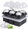 Ice Cube Tray, Silicone Ice Cube Tray with Lid for Freezing, Large Ice Cube Moulds with 6 Compartments for Easy Release, Stackable Ice Tray for Whiskey Cocktails Coffee Baby Food【6 Round + 6 Square】