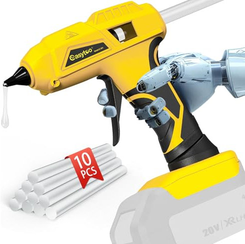 Pistola de pegamento caliente inalámbrica – Pistolas de pegamento para manualidades, compatible con batería de iones de litio DeWalt de 20 V (batería no incluida) – Calentamiento rápido con 10 barras