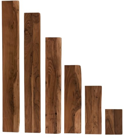 trelevo Wandregal 140x20 cm, Akazienholz massiv 26mm, Regalbrett nussbaumfarben, Wandregal mit Baumkante, Steckboard inkl. Halterung