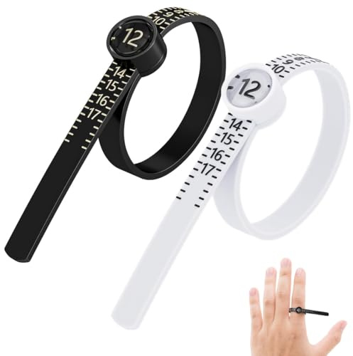 Ring Sizer, Mesureur de Taille de Bague Réutilisable, 2 Pièces Doigt Taille Jauge, Compteur de Taille de Bague, Outils pour Mesurer Taille des Bagues, Mètre Ruban pour Mesurer Tailles Doigts
