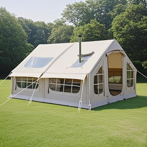 Uppblåsbart Tält Med Pump, 6-8 Personers Camping Uppblåst Tält Med Kaminuttag, Familjetält Glamping Tält, Snabbmonterad, Uppblåsbart Tälthus För Utomhusbruk, Lätt Att Ställa