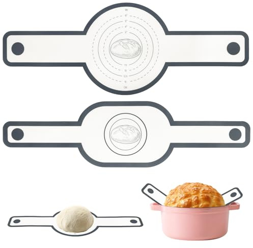 LUCKNIGHT Eslinga de Silicona para Horno, Estera de Pan, Tapete de Silicona para Horno Reutilizable, 2 Piezas Alfombrilla para Hornear Pan Holandés Redondo y Ovalado