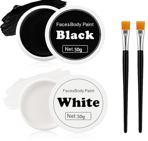 Halloween Face Paint White+Black 100g - Halloween Cosplay SFX Makeup Face Body Paint Special Effects Makeup Kit - Face Painting Kit Professional Adults,Skeleton Joker Clown Body Paint