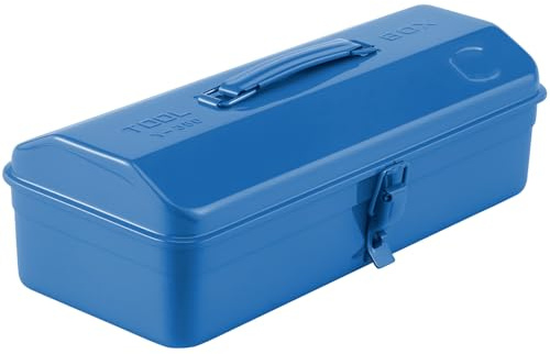 Werkzeugkoffer Leer 37×16×12cm Werkzeugbox mit Tragegriff Schloss Werkzeugkiste Metall Robust Langlebig für Nähzubehör Reparaturwerkzeuge Hardwareteile (blau)