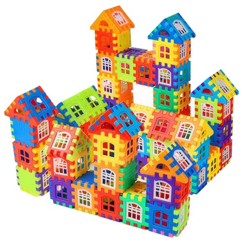 Faroby Blocchi da Costruzione a Incastro Waffle da 210 Pezzi per Bambini 3+, Giocattolo educativo Arcobaleno con Custodia