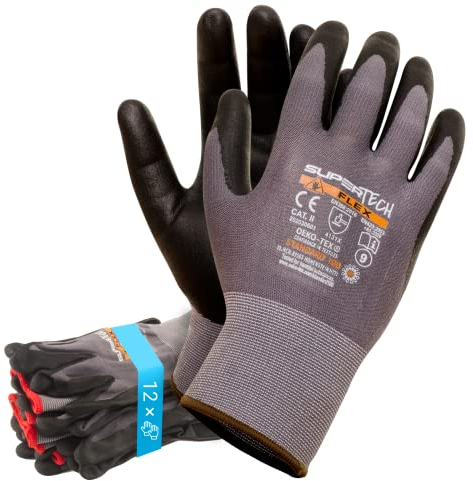 Trevendo Arbeitshandschuhe - EN 388 (4131X) - Montage- & Gartenhandschuhe mit Nitrilbeschichtung - atmungsaktiv, flexibel & OEKO-TEX zertifiziert - Mehrfachpack - WS-Pro FLEX GTN - Größe 10, 12 Paar