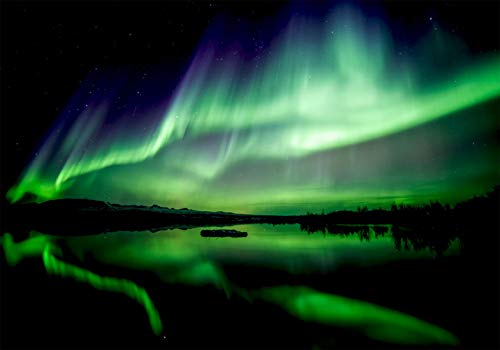 murando - Vlies Fototapete Polarlicht 350x256cm Foto Tapete Schlafzimmer Wohnzimmer Vliestapete XXL Motivtapeten Bildtapete 3d Effekt Wand Dekoration - Panorama Nordlichter Aurora grün c-B-0313-a-c