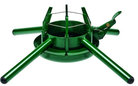 KRINNER® Weihnachtsbaum Christbaumständer Montana Stahl für große Bäume grün inkl. Fußpedal- und Einseiltechnik für Baumhöhe bis 4,9m 94050, 77cm