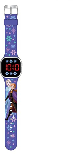 Accutime FZN4733 LED Kinderuhr Disneys Die Eiskönigin, Digitaluhr mit LED-Anzeige für Uhrzeit & Datum, Weiches Acryl-Armband, Lange Batterielaufzeit, Abschalt Automatik, Uhr für Mädchen & Jungen, Lila
