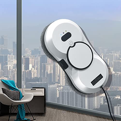 Hengqiyuan Window Cleaner Robot, Robot Laveur de Vitres sans Fil avec Télécommande avec Fonction de Pulvérisation 2800Pa Puissance D'aspiration 30ml Réservoir d'eau pour Surfaces Lisses,Blanc