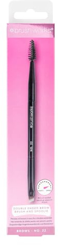 Brushworks No.22 Double Ended Brow Brush & Spoolie – Professional Dual-Ended Brow Brush for Eyebrow Shaping & Filling, Vegan & Cruelty-Free
