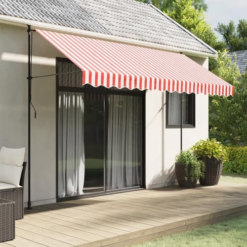 Rantry Tissu de rechange pour rideau à rayures rouges et blanches 3,5 x 2,5 m, rideau de jardin pour la vie privée, rideau d'extérieur pour balcon terrasse