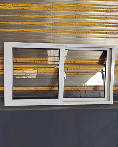 Schiebefenster Schiebefenster für Den Haushalt mit Mattiertem Hartglas, Metallgittern und Riegel, Bündig Montiertes Oberlichtfenster mit Aluminiumrahmen, für Schuppen und Keller(White,WxH 32x12in/80x3