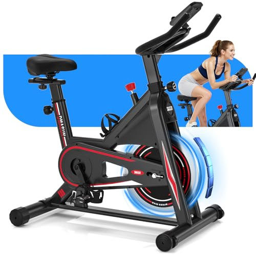 DMASUN Upgraded Exercise Bike for Home Gym Use with LCD Display & Tablet Holder, Silent 0-100% Level Resistance Indoor Cycling Bike, Professional Stationary Bike with Comfortable Seat, 350LBS Capacity