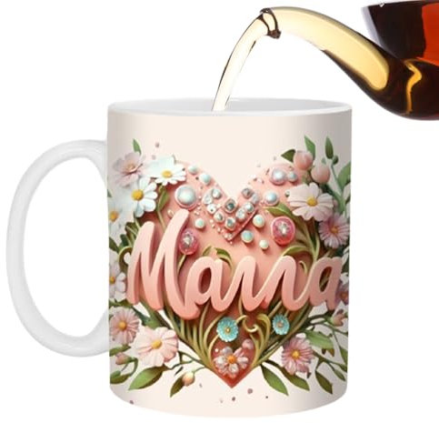 Generisk mamma massa, mamma kaffekopp – keramisk mor dag alkoholkopp – blommönster elegant uppskattning för kaffeälskare te entusiaster dotter son syster