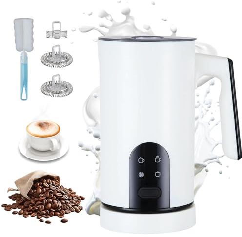 Schiumatore Elettrico 4-In-1: Schiumatore Automatico Per Latte Caldo E Freddo, Spegnimento Automatico, Design In Acciaio Inox, Funzionamento Silenzioso Per Cappuccino E Cioccolata Calda (Bianco)