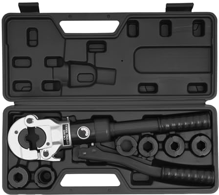 Pince à sertir hydraulique V12, V14, V15, V16, V18, V22, V28, kit de pince à sertir avec 7 moules, outil de sertissage, têtes de serrage à 180°, pour le sertissage de tuyaux en cuivre, l'exploitation