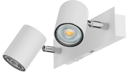 ledscom.de Väggspot WAIKA, tvålampig, med strömbrytare, vit matt, inkl. GU10 LED (vit, 8,2W vardera, 1179lm, 33°)