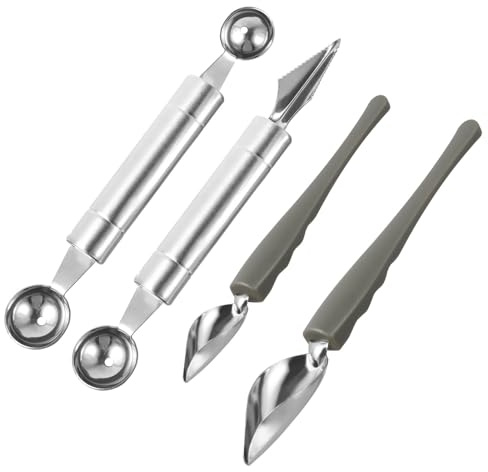 Gadpiparty Set 4 Cucchiai da Cucina in Acciaio Inossidabile per Decorazione Dolci, Cucchiaio da Pittura Salsa Impugnatura Ergonomica, Strumento per Impiattare e Dessert per Catering