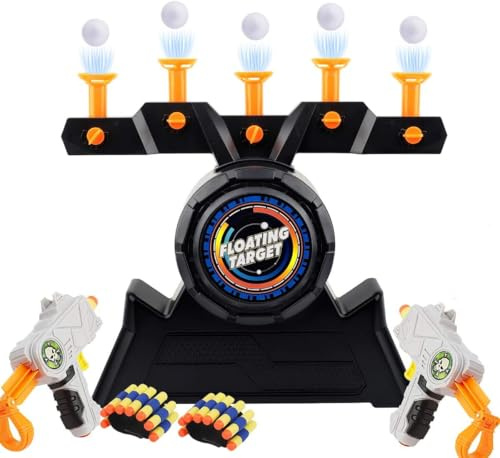 Herefun Juegos Tiro Blanco Flotante, Juego Objetivo Flotante, Objetivos Flotante de Tiro eléctricos Disparar, Juguetes Práctica Suspensión Bola Eléctricos, 10 Dardos (Naranja)