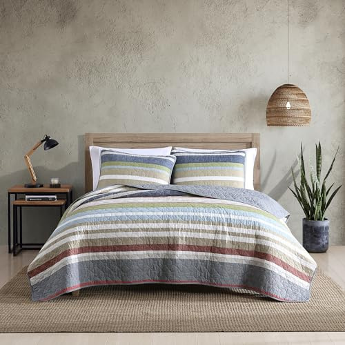 Eddie Bauer - Queen Quilt Set with Shams, Reversible Cotton Bedding, Lightweight All-Season, Dorm Room Essentials, Salmon Ladder Multi