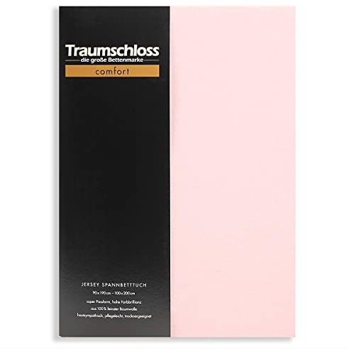 Traumschloss Spannbetttuch »Comfort« 100% Baumwolle | Edel-Jersey | bügelfrei | Puder (rosé) | 90-100x200cm