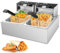 Commercial Deep Fryer, 5000W Electric Deep Fryers with 2x6.35QT Baskets 0.6mm Thickened Stainless Steel Countertop Oil Fryer 20.7QT Large Capacity with Temperature Limiter