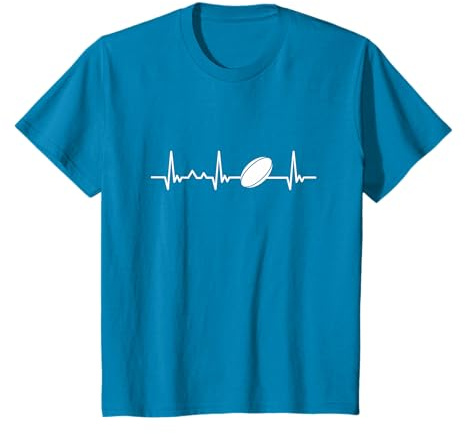 Cadeaux amusants pour les fans de rugby Heartbeat Battement De Cœur Rugby T-Shirt Noir Cœur Homme T-Shirt S