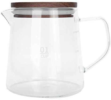 Jarra de café de vidrio, servidor de cafetera transparente Tetera de vidrio Tetera de Servidor de café de restaurante con tapa de mango para leche de té(M)