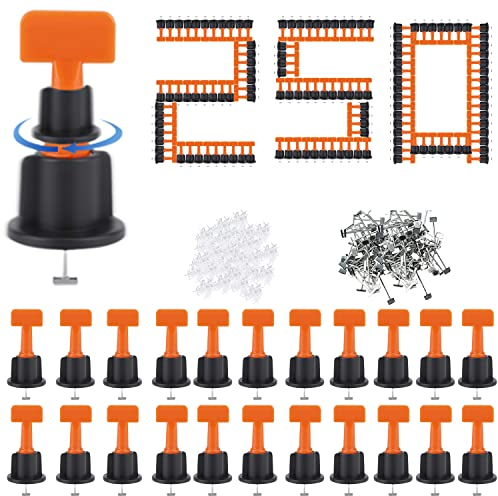 250 Pièces Réutilisables Kit Nivellement Carrelage Niveleur Cale Autonivelant avec 100 Croisillons Autonivelants 2mm et 1 Clés Spéciales Aides à La Pose