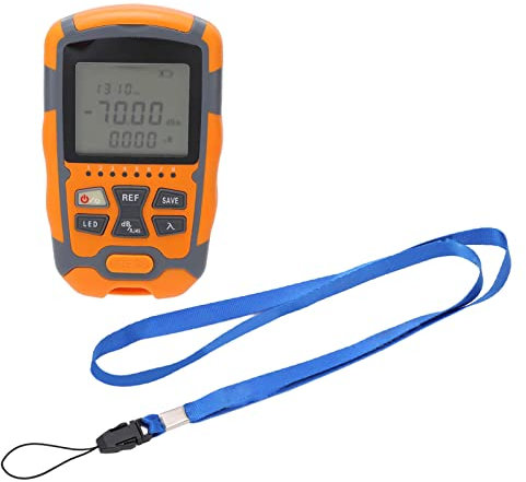 Optical Fiber Power Meter, 850-1700nm Portable Optical Power Meter with ‑70-10dbm Measuring Range & LED Light, Professional Fiber Optic Cable Tester for Communication (Orange)