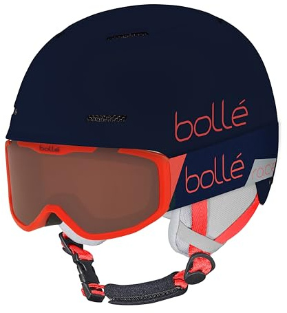 bollé - COMBO | Ski Helmet and Goggles | B-FUN JR ROCKET, Blue & Red Matte, Vermillon Cat 2, Extra Small, Snow Helmets, Unisex, Children
