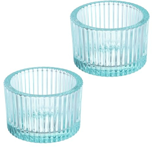 PATIKIL 2 Pcs Tealight Candle Holder, Tea Lights Candle Holder Glass Votive Candle Holders Glass Candle Holders for Table Centerpiece Decor Wedding Dinner Party, Blue
