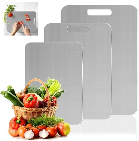 Tapis Design Titanium Chopping Board, Durability 316 Stainless Steel Chopping Board for Kitchens, Yamato Cutting Board for Meat, Vegetables, Fruit, Easy Clean and Dishwasher Safe, 39x28 cm