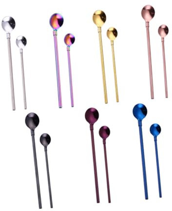 TOPBATHY 10stücke Strohhalmlöffel Aus Wiederverwendbar Mit Reinigungsbürste Set Für Eisbecher Und Gefrorene Getränke Für Familienfeiern Und