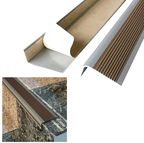 Nez de Marche Autocollant En Plastique PVC, Nez de Marche Profilé D'escalier, Autoadhésif, Élargi Et Épaissi, Pour Bords D'escalier Extérieurs/Intérieurs, Profilé de Bord de Marche En PVC(Grayish brow
